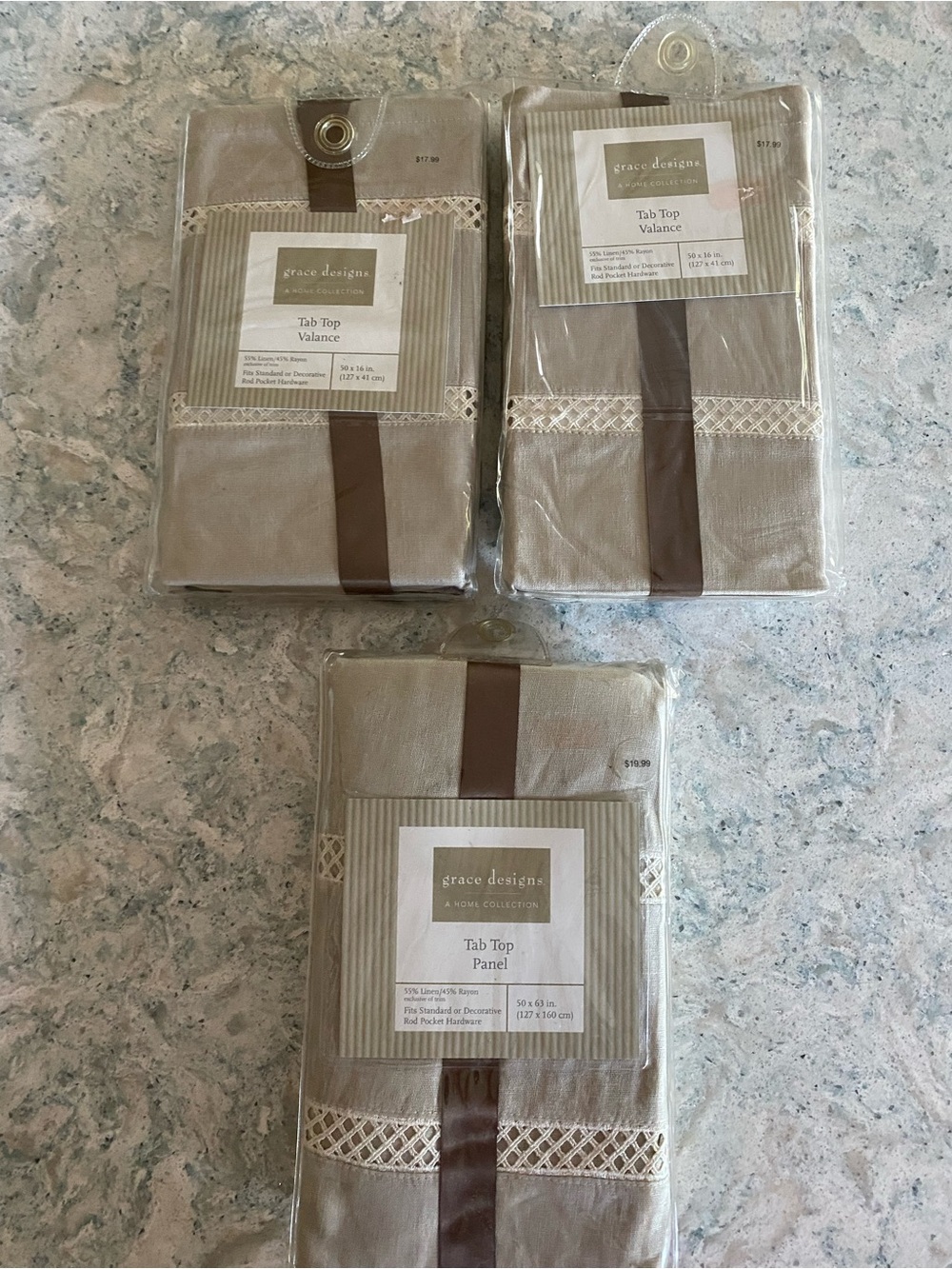 Grace Designs Taupe Tab Top (2 Valance)and (1 Panel)